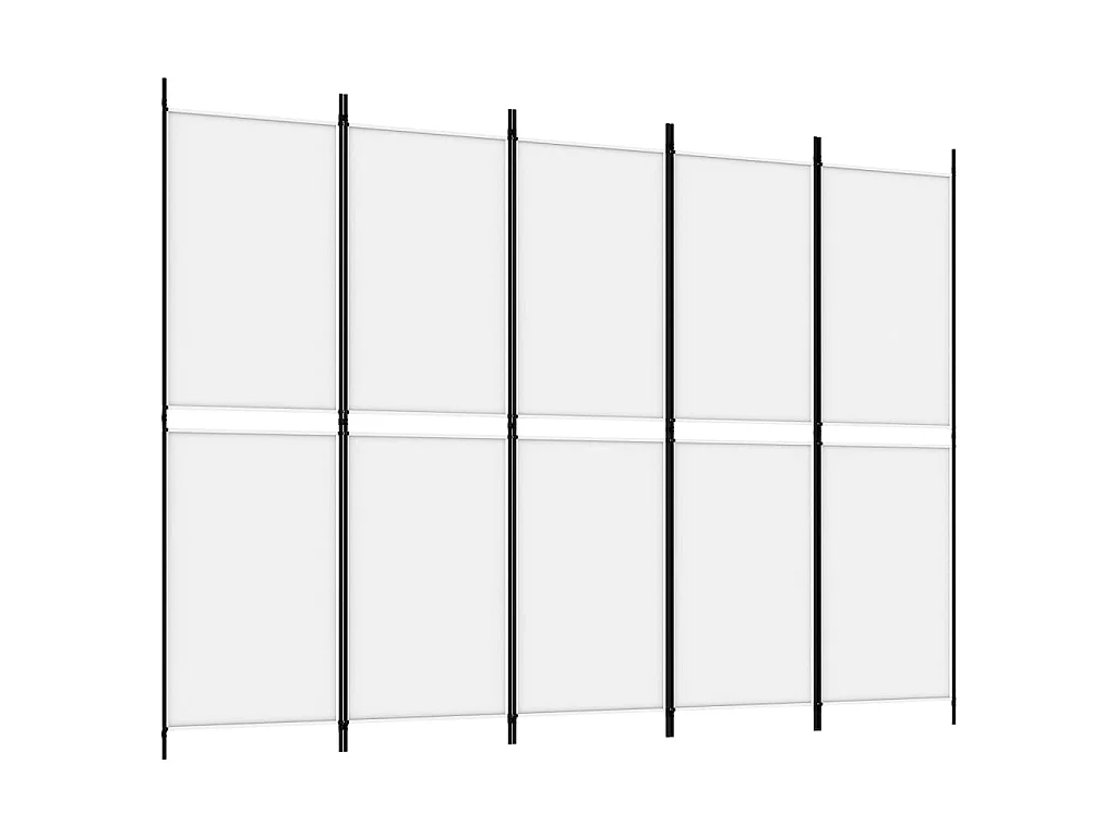 Divisorio a 5 Pannelli Bianco 250x180 cm Tessuto