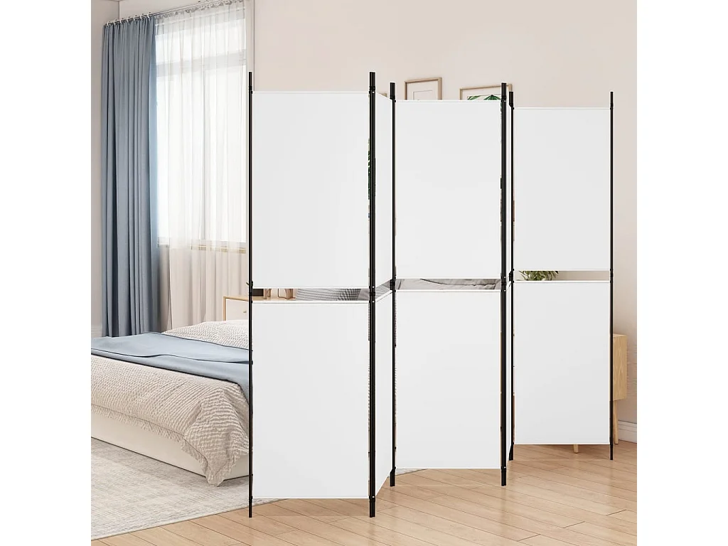 Divisorio a 5 Pannelli Bianco 250x180 cm Tessuto