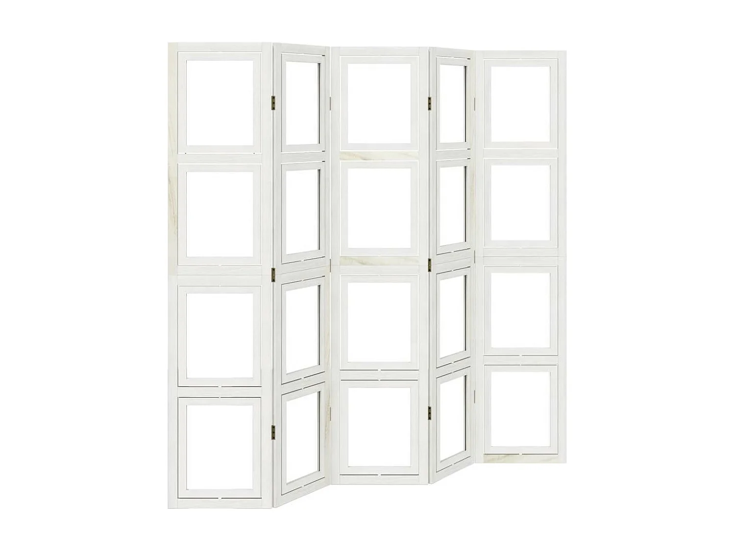 Cloison de séparation 5 panneaux blanc bois de paulownia massif