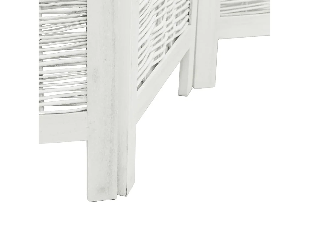 Biombo separador de 3 paneles madera maciza Paulownia blanco