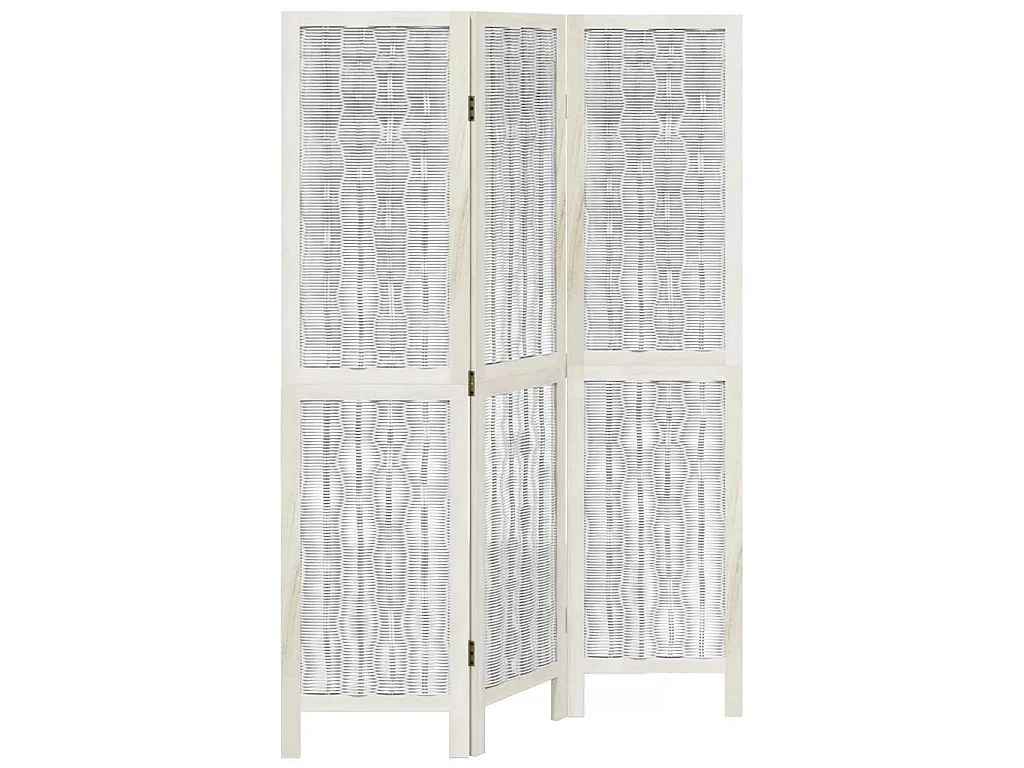 Divisorio Ambienti 3Pannelli Bianco Legno Massello di Paulownia