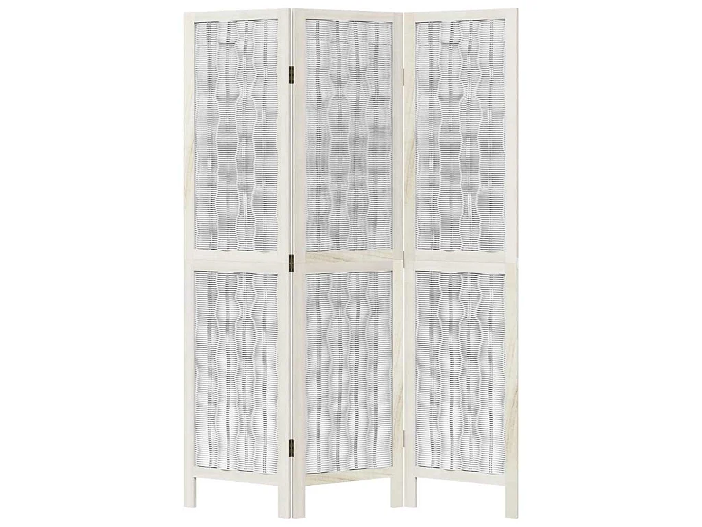 Divisorio Ambienti 3Pannelli Bianco Legno Massello di Paulownia