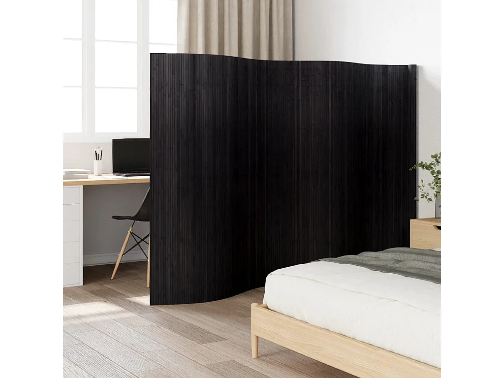 Cloison de séparation noir 165x400 cm bambou
