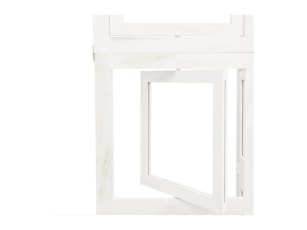 Cloison de séparation 4 panneaux blanc bois de paulownia massif