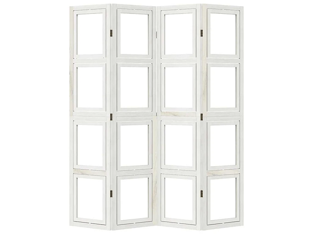 Divisorio Ambienti 4Pannelli Bianco Legno Massello di Paulownia