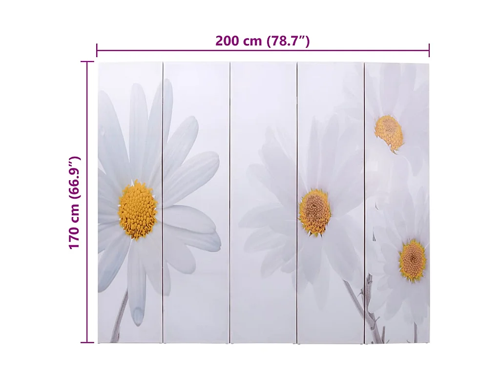 Kamerscherm inklapbaar bloem 200x170 cm
