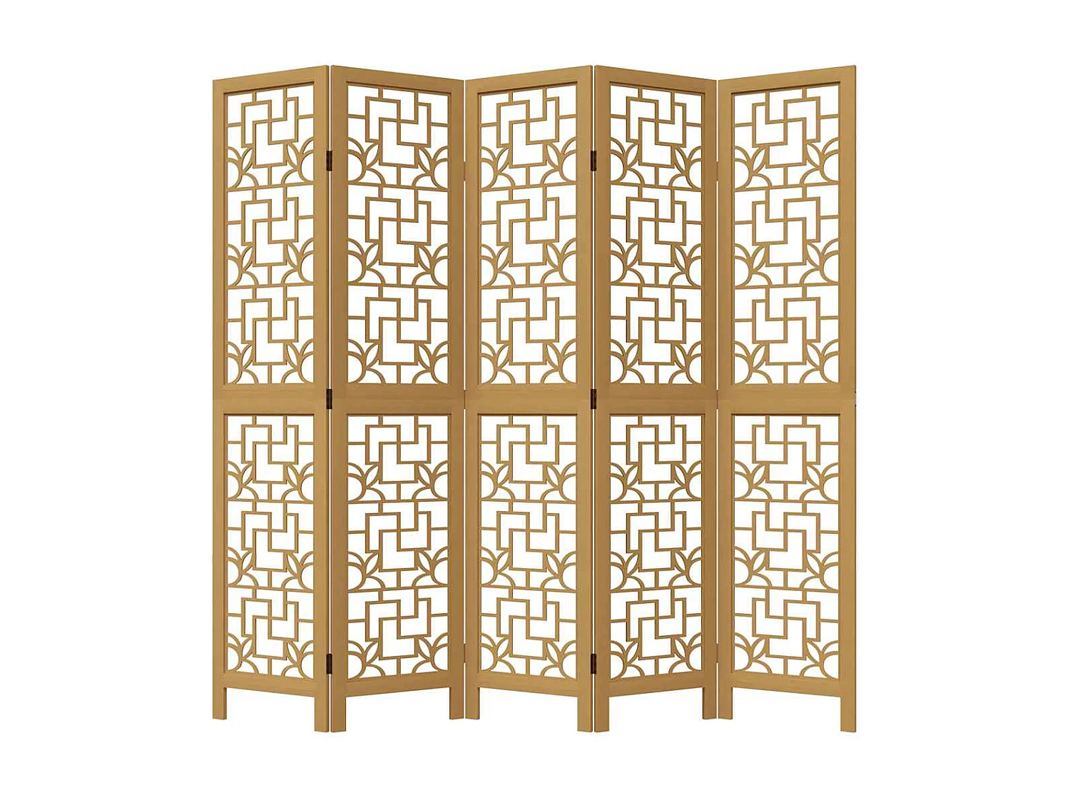 Divisorio Ambienti 5 Pannelli Marrone Legno Massello Paulownia