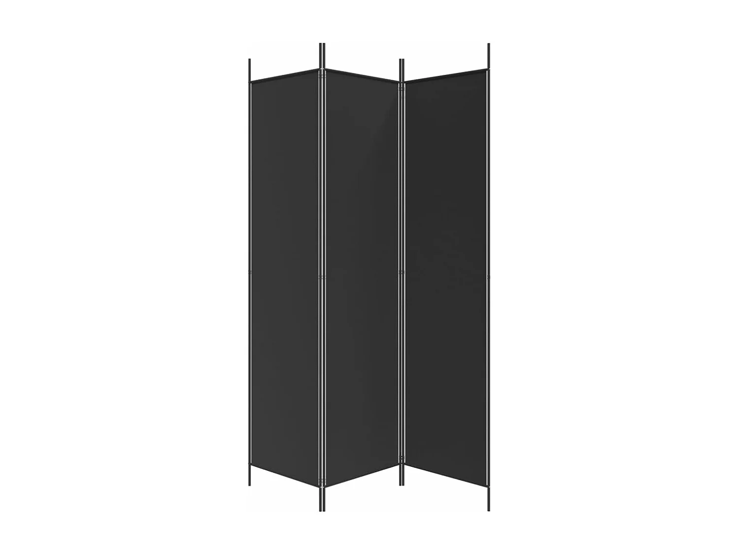 Divisorio a 3 Pannelli Nero 150x200 cm in Tessuto