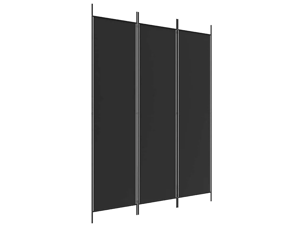 Biombo divisor de 3 paneles de tela negro 150x200 cm
