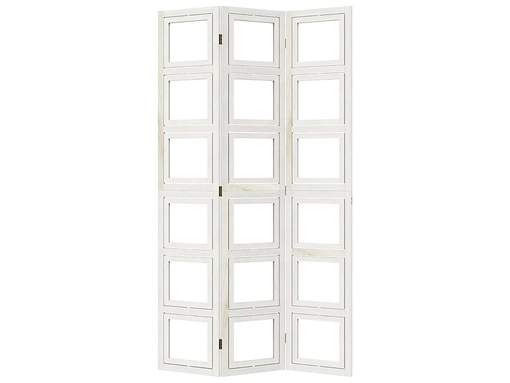 Divisorio Ambienti 3Pannelli Bianco Legno Massello di Paulownia