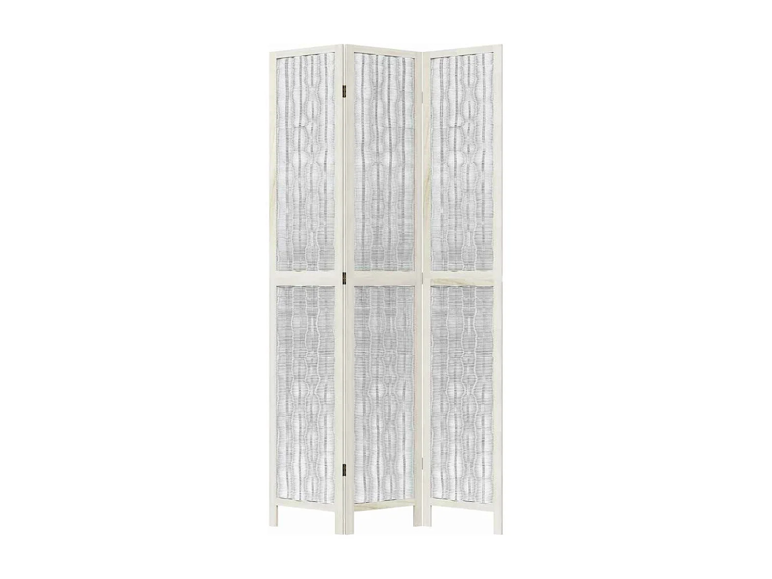 Cloison de séparation 3 panneaux blanc bois de paulownia massif