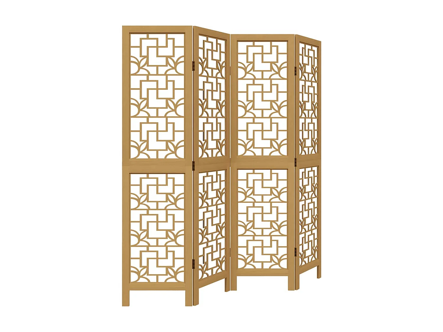 4-tlg. Raumteiler Braun Massivholz Paulownia