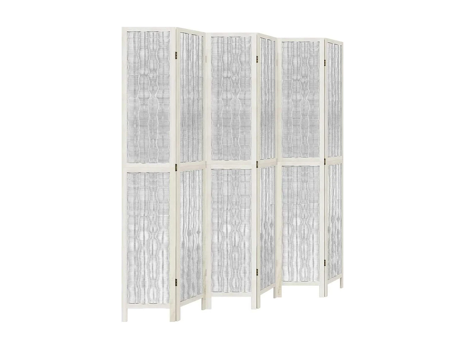 Cloison de séparation 6 panneaux blanc bois de paulownia massif