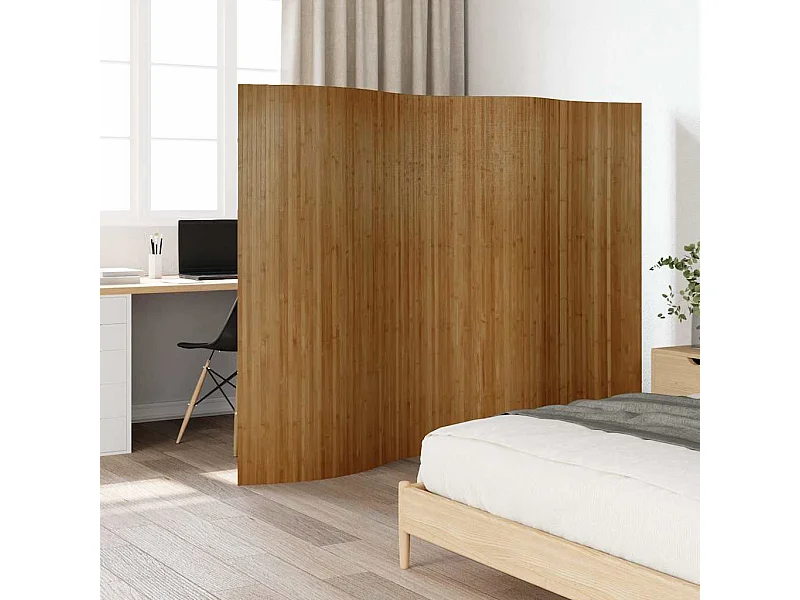 Biombo divisor de bambú marrón ancho 250 cm alto 165 cm