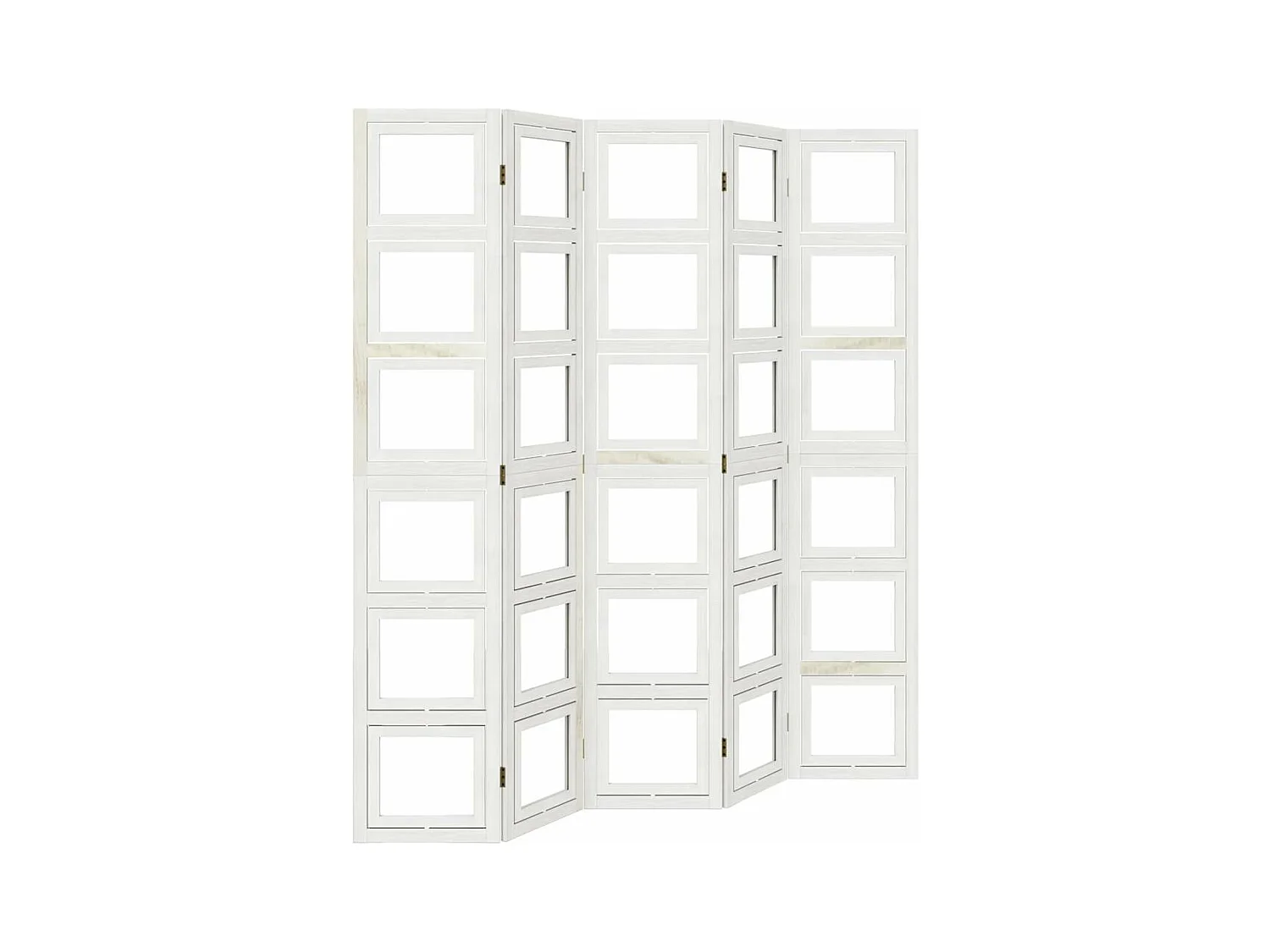 Cloison de séparation 5 panneaux blanc bois de paulownia massif