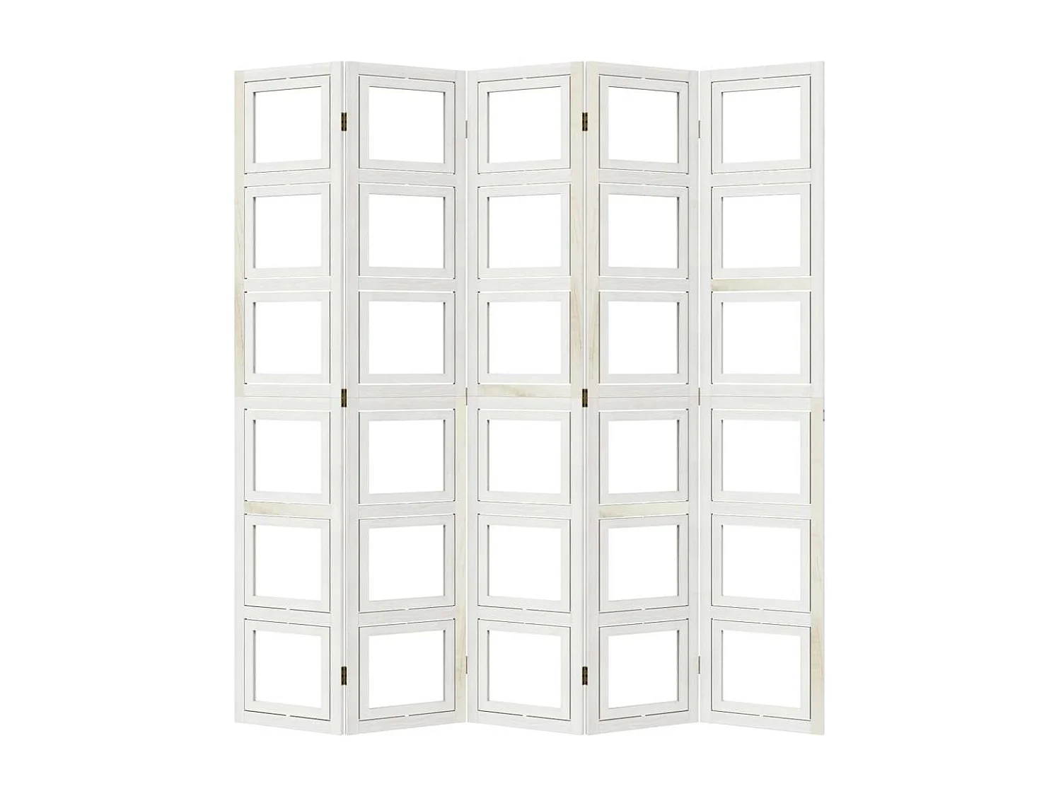 Cloison de séparation 5 panneaux blanc bois de paulownia massif