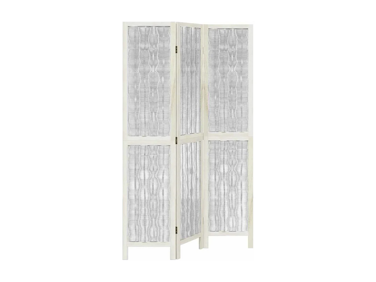 Cloison de séparation 3 panneaux blanc bois de paulownia massif