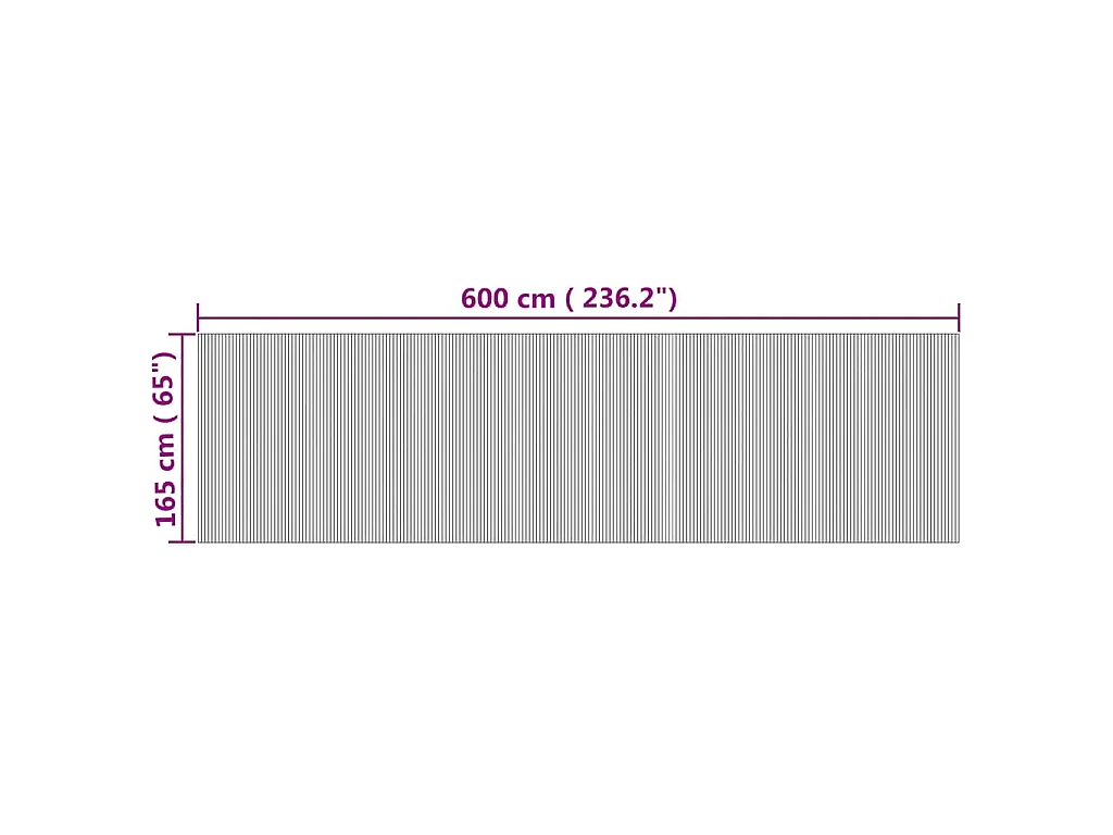 Kamerscherm breedte 600 cm hoogte 165 cm bamboe naturel