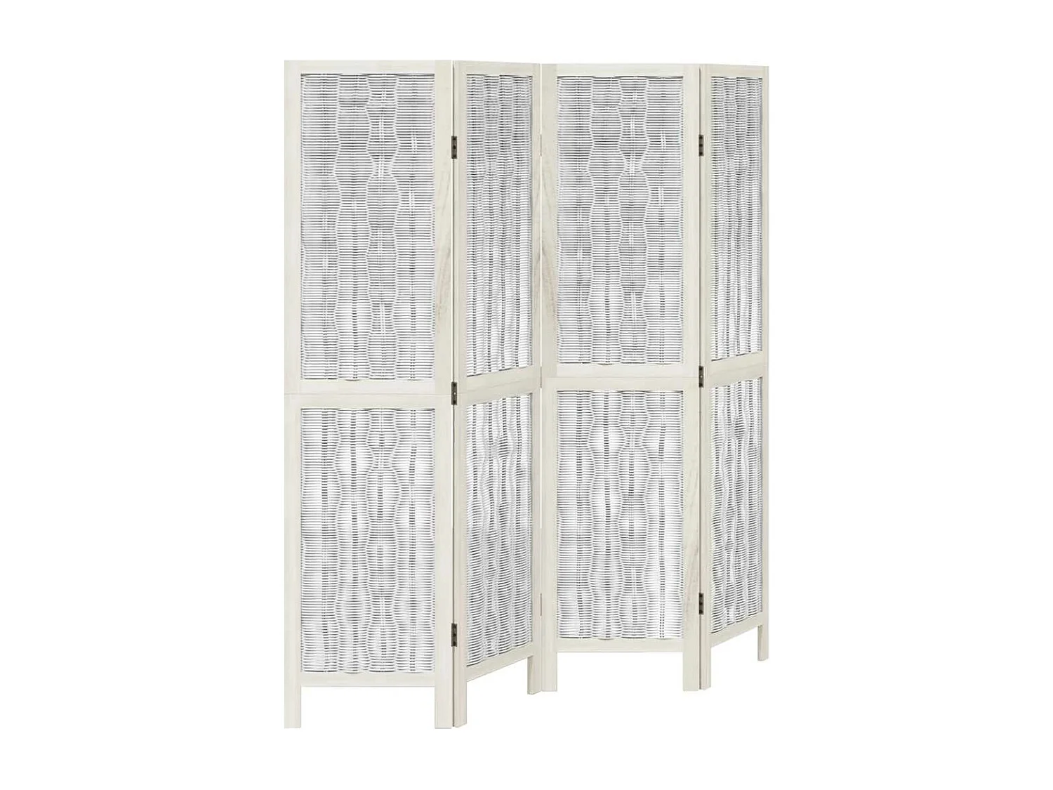 Kamerscherm met 4 panelen massief paulowniahout wit