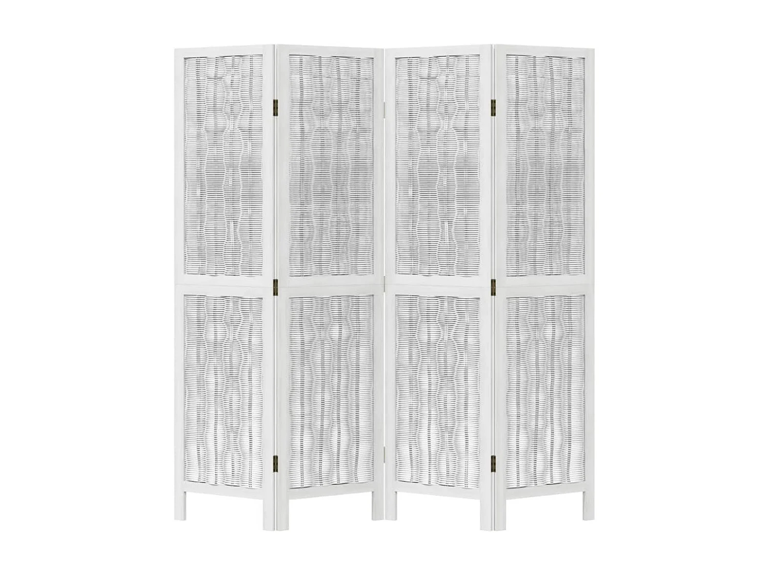 Kamerscherm met 4 panelen massief paulowniahout wit