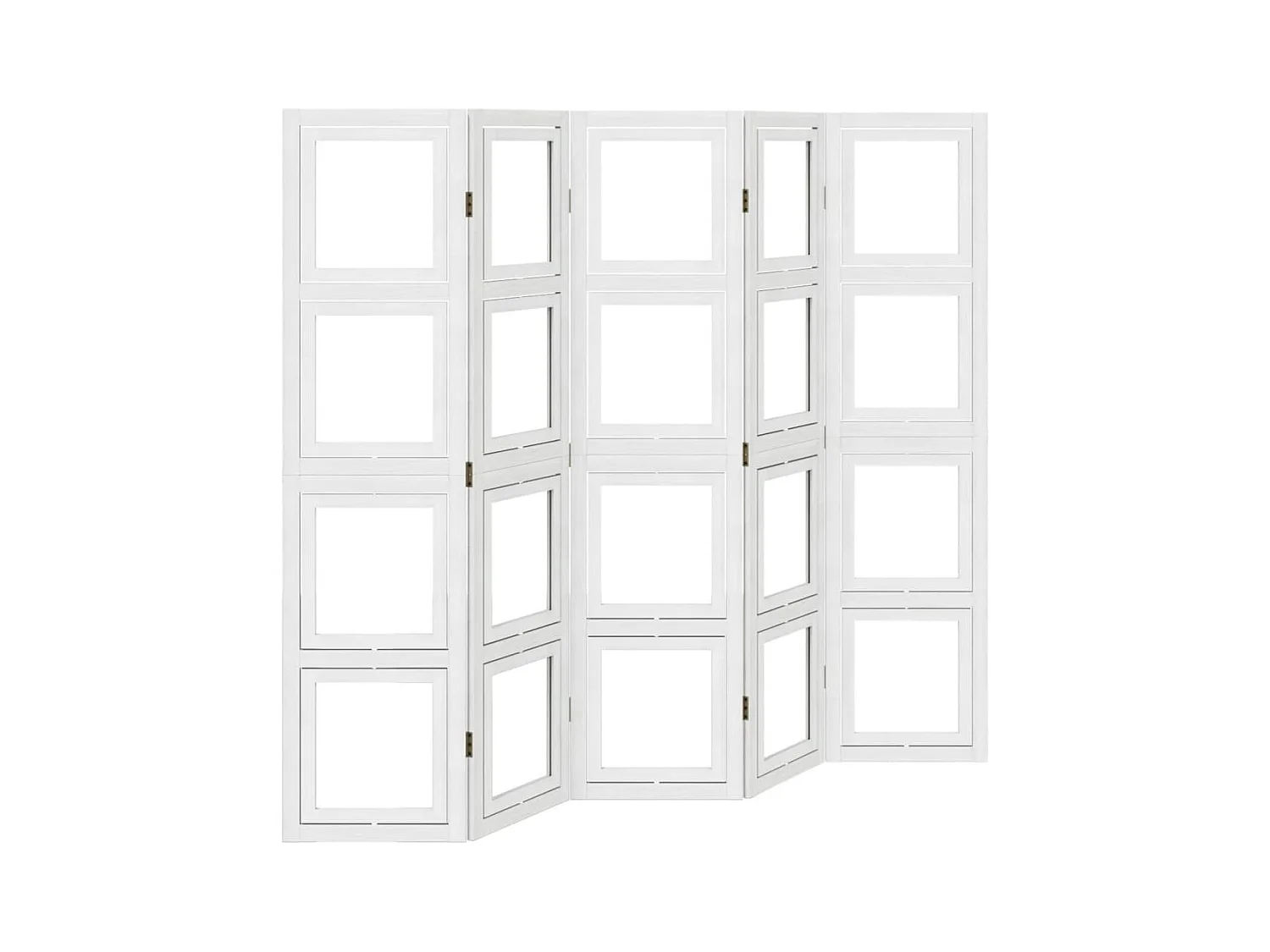 Cloison de séparation 5 panneaux blanc bois de paulownia massif