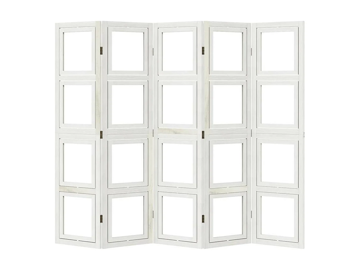 Cloison de séparation 5 panneaux blanc bois de paulownia massif