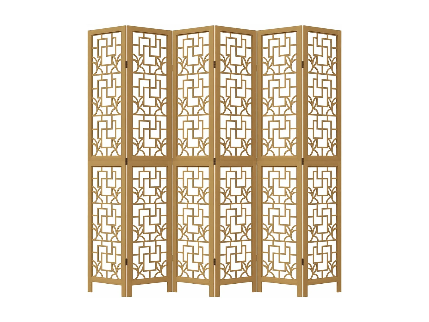 Cloison de séparation 6 panneaux marron bois paulownia massif