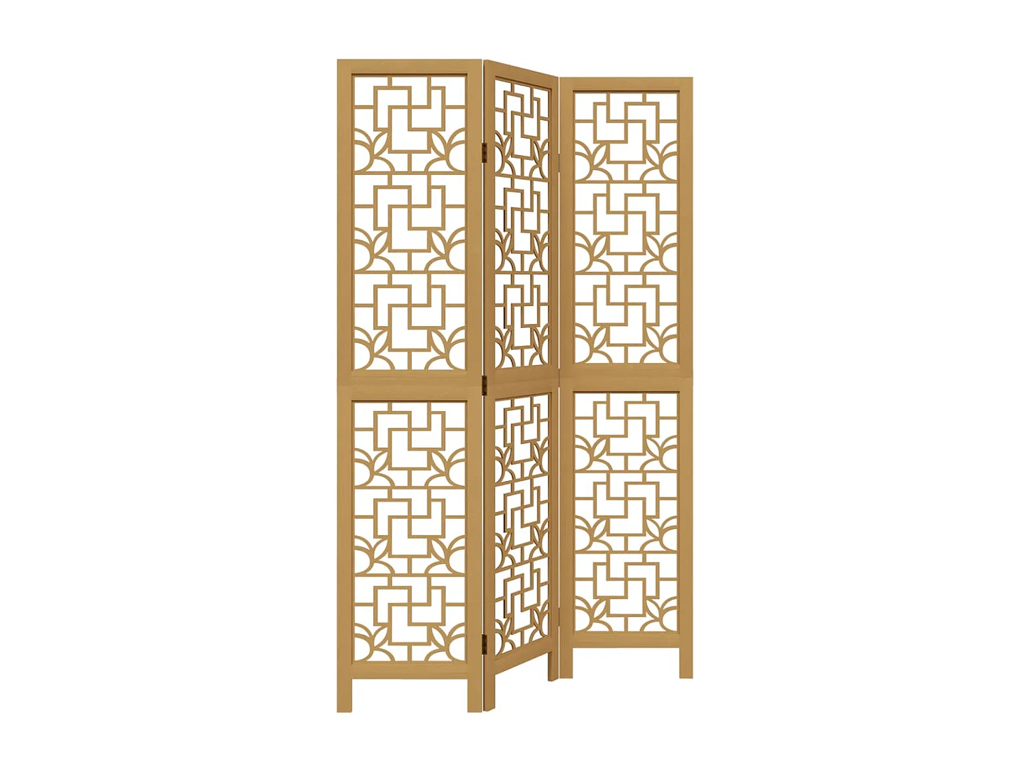 Divisorio Ambienti 3 Pannelli Marrone Scuro Massello Paulownia