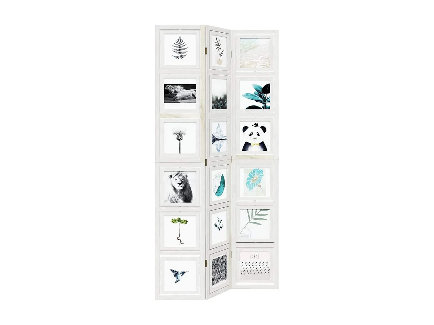 Cloison de séparation 3 panneaux blanc bois de paulownia massif