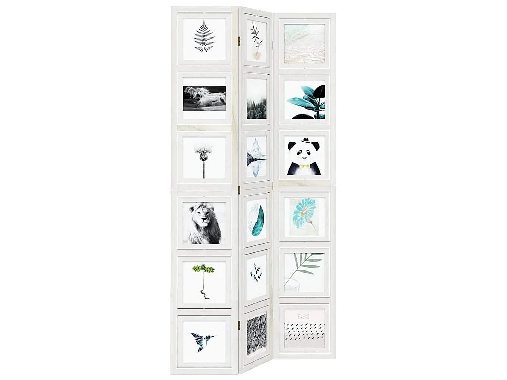 Biombo separador de 3 paneles madera maciza Paulownia blanco