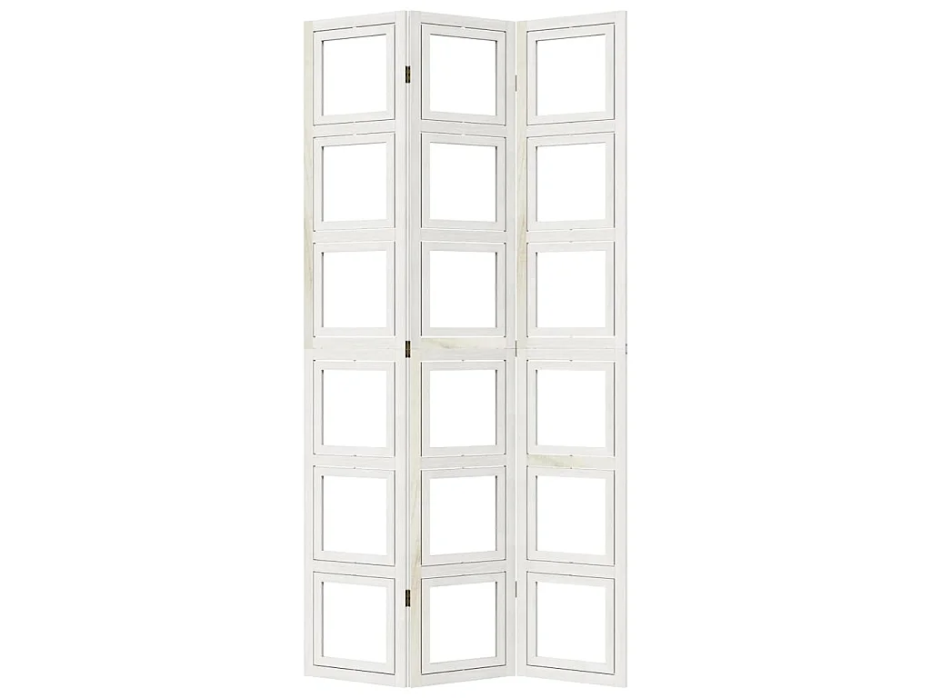 Biombo separador de 3 paneles madera maciza Paulownia blanco
