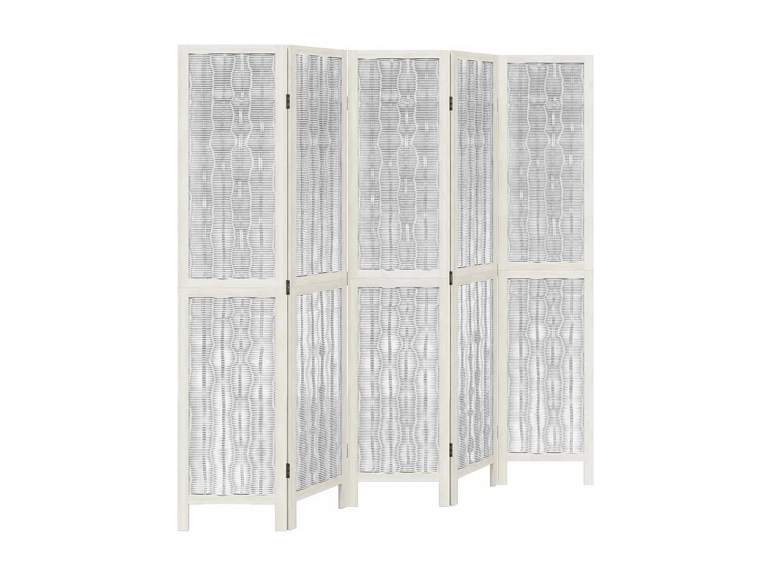 Kamerscherm met 5 panelen massief paulowniahout wit