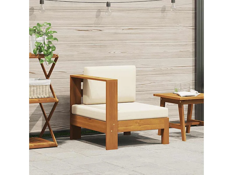 Mittelsofa mit 1 Armlehne Cremeweiß Massivholz Akazie