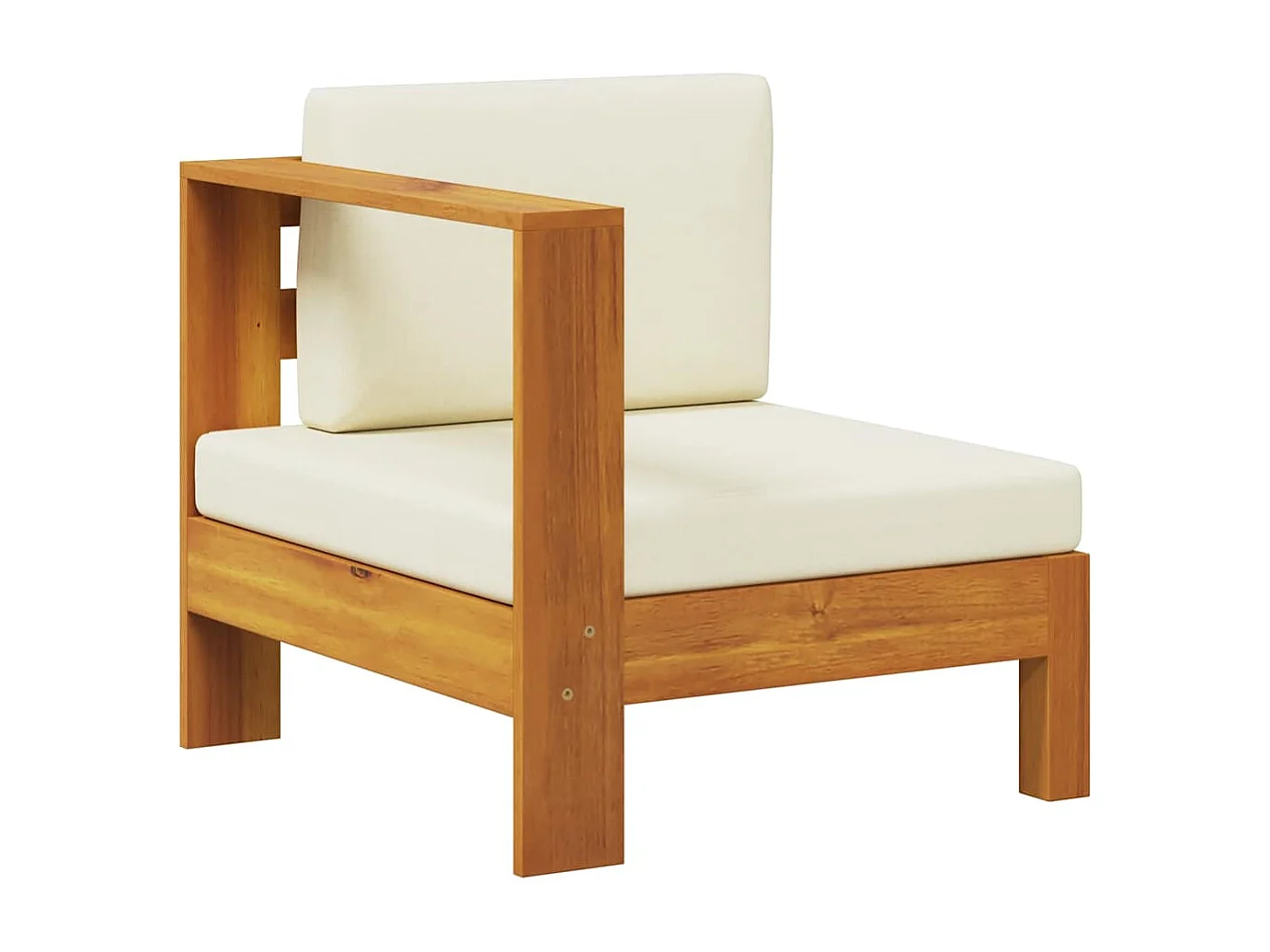 Mittelsofa mit 1 Armlehne Cremeweiß Massivholz Akazie