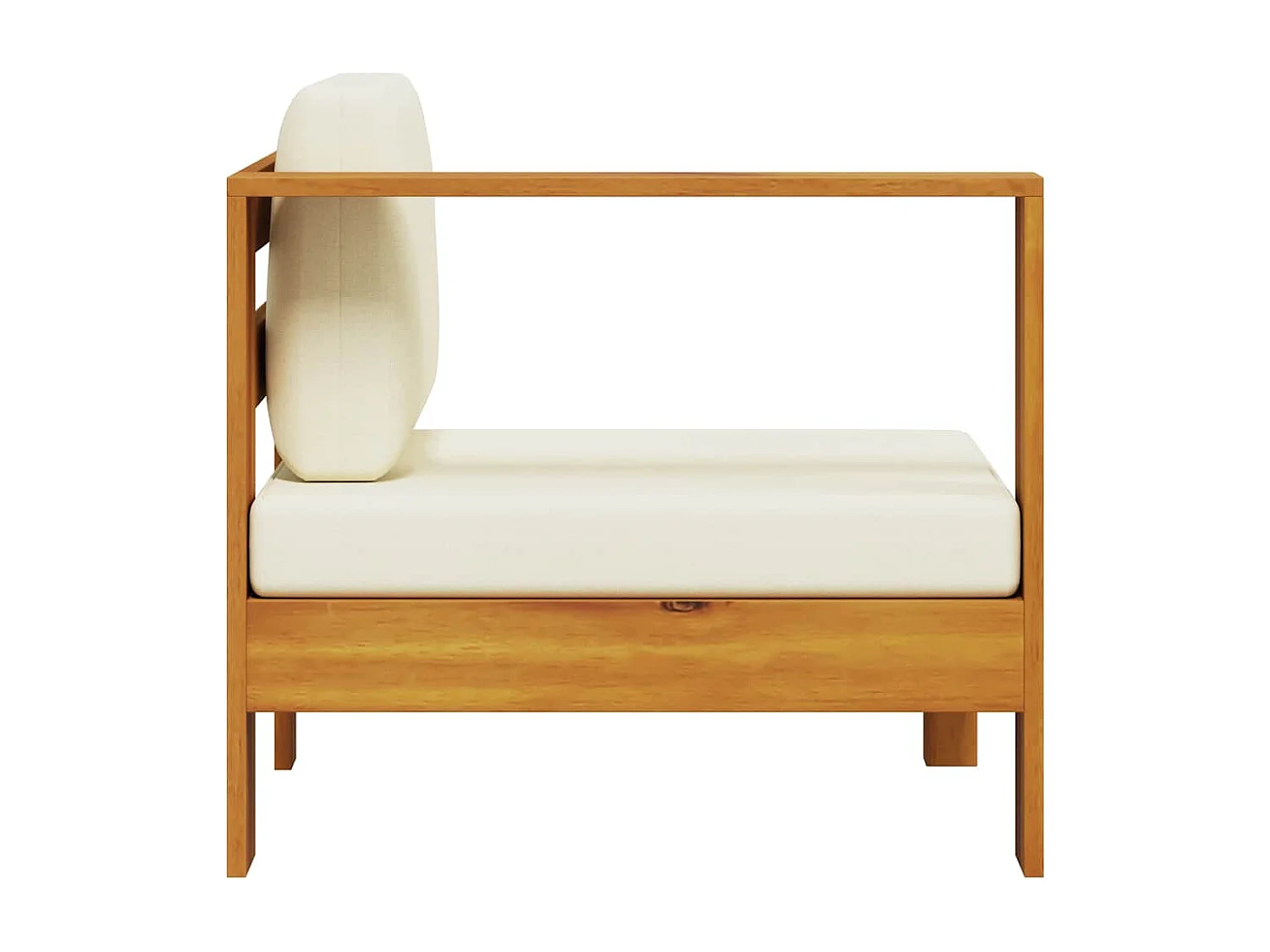 Mittelsofa mit 1 Armlehne Cremeweiß Massivholz Akazie