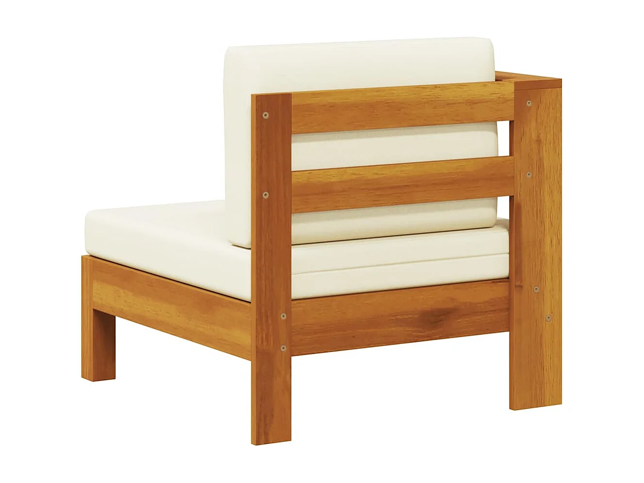 Mittelsofa mit 1 Armlehne Cremeweiß Massivholz Akazie