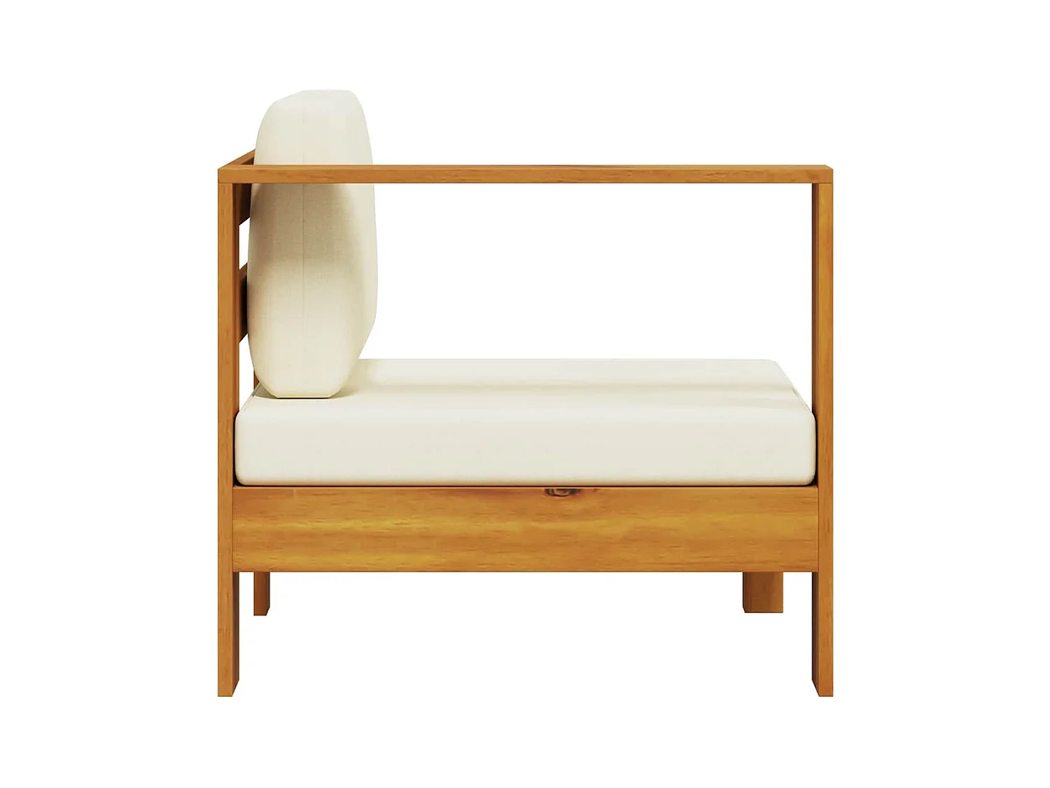 Divano Centrale con 1 Bracciolo Bianco Crema Massello d'Acacia