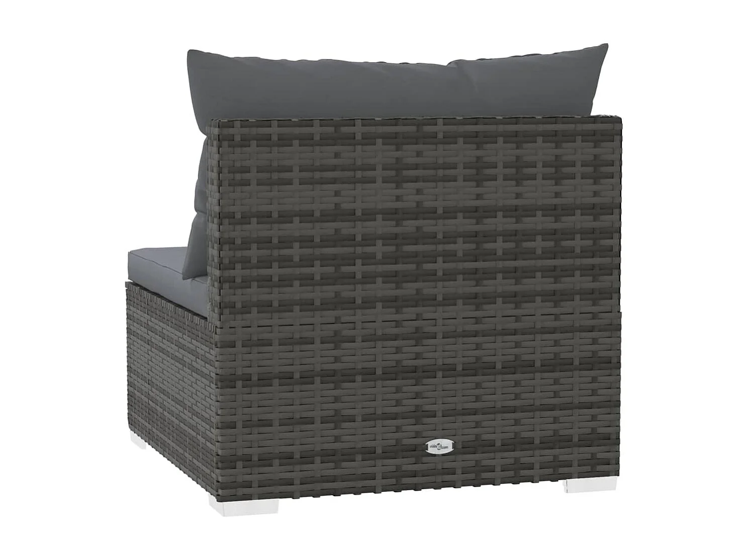 Divano Centrale da Giardino con Cuscini in Polyrattan Grigio