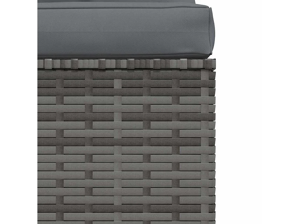 Divano Centrale da Giardino con Cuscini in Polyrattan Grigio