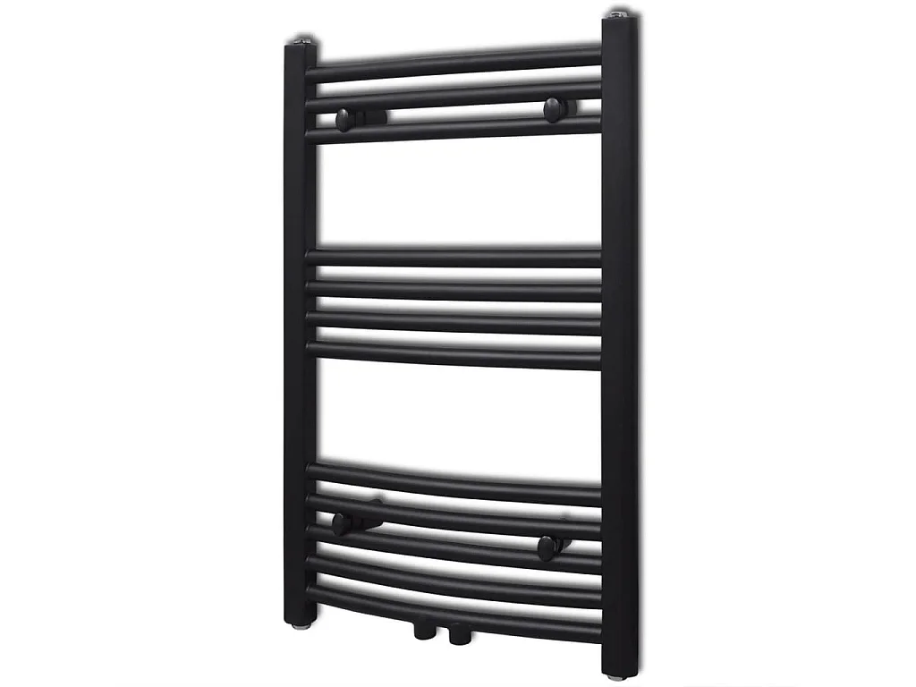 Sèche-serviettes eau chaude à rails incurvés noir 500 x 764 mm