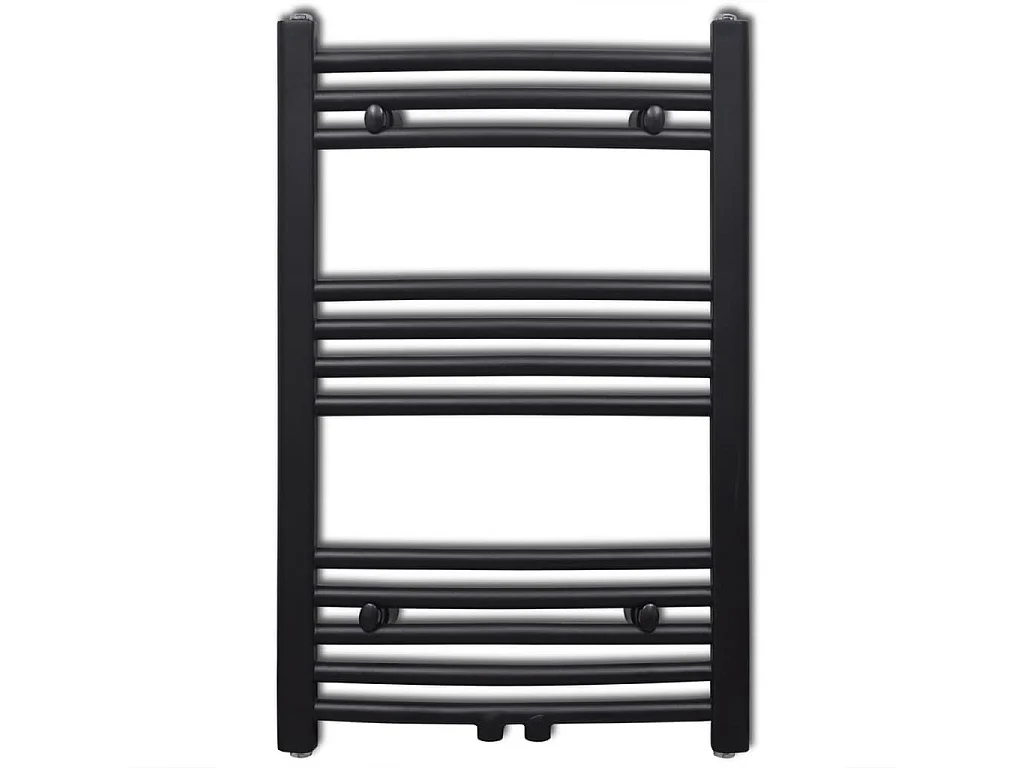 Sèche-serviettes eau chaude à rails incurvés noir 500 x 764 mm