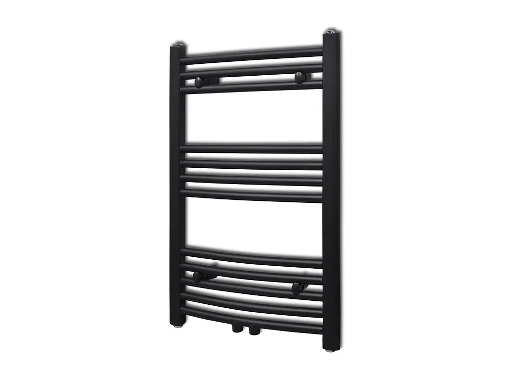 Sèche-serviettes eau chaude à rails incurvés noir 500 x 764 mm
