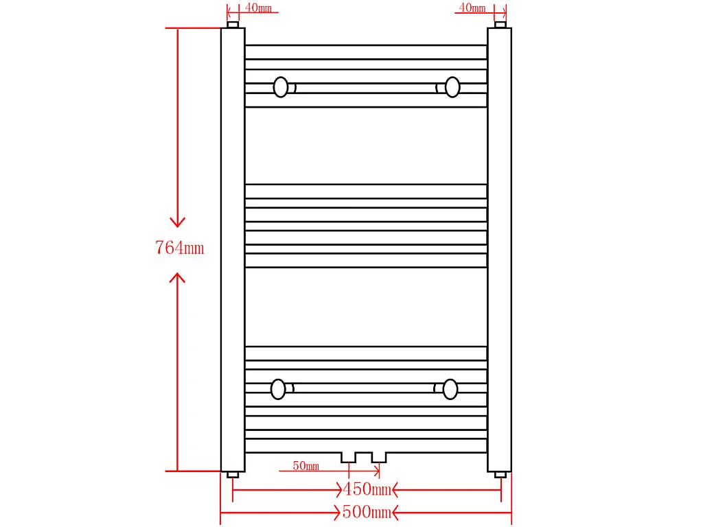 Radiator / handdoekenrek gebogen 500x764 mm zwart