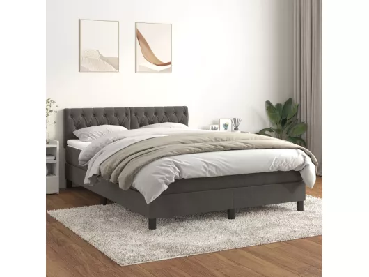 Kauf Unique Boxspringbett und Matratze Dunkelgrau 140x200cm Samt