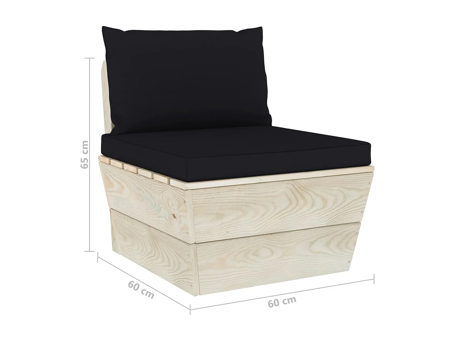 Garten-Paletten-Mittelsofa mit Kissen Imprägniertes Fichtenholz