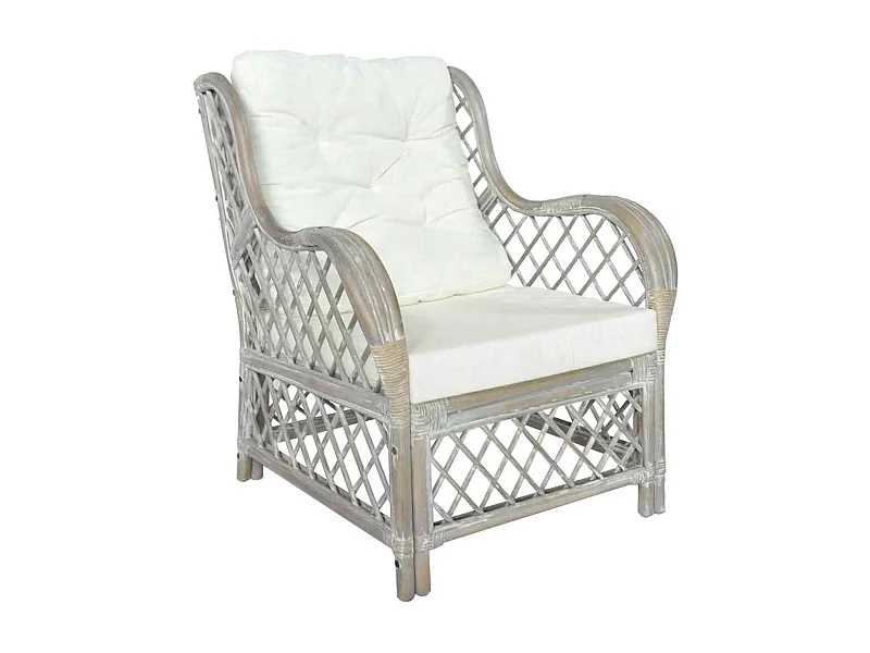 Canapé avec coussin Gris Rotin naturel et lin