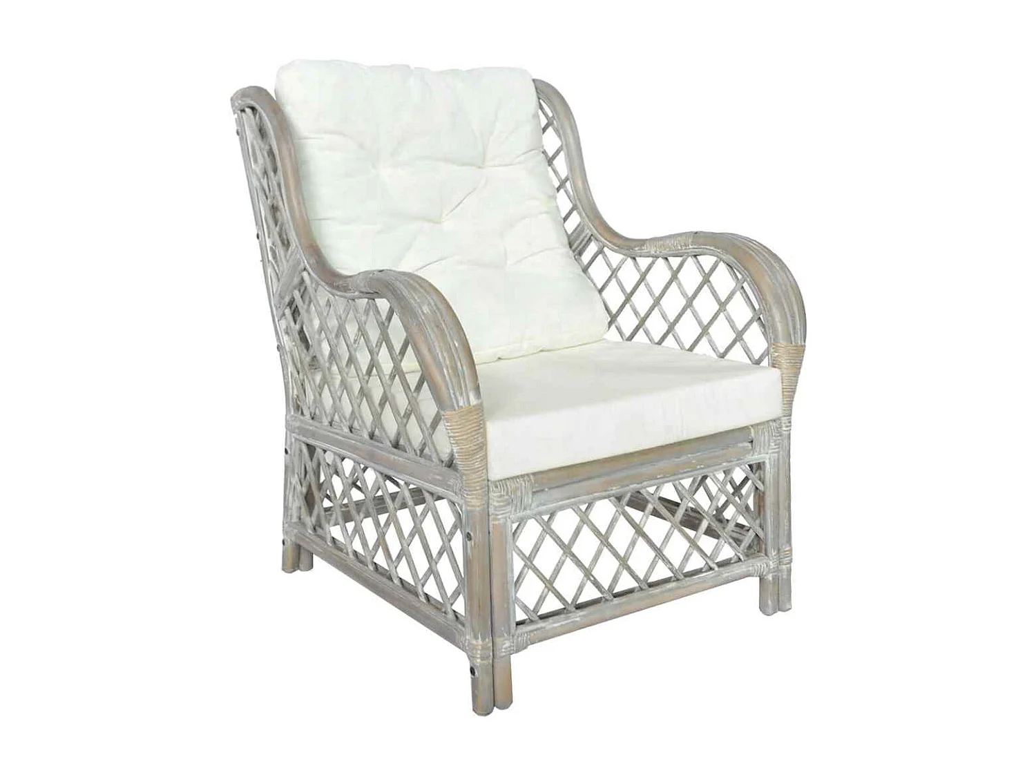 Canapé avec coussin Gris Rotin naturel et lin