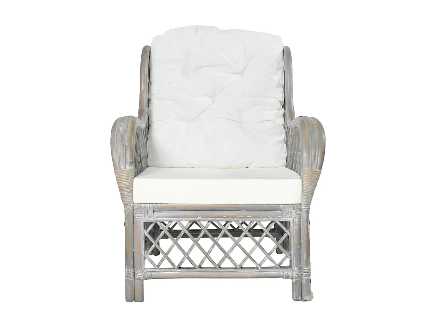 Canapé avec coussin Gris Rotin naturel et lin