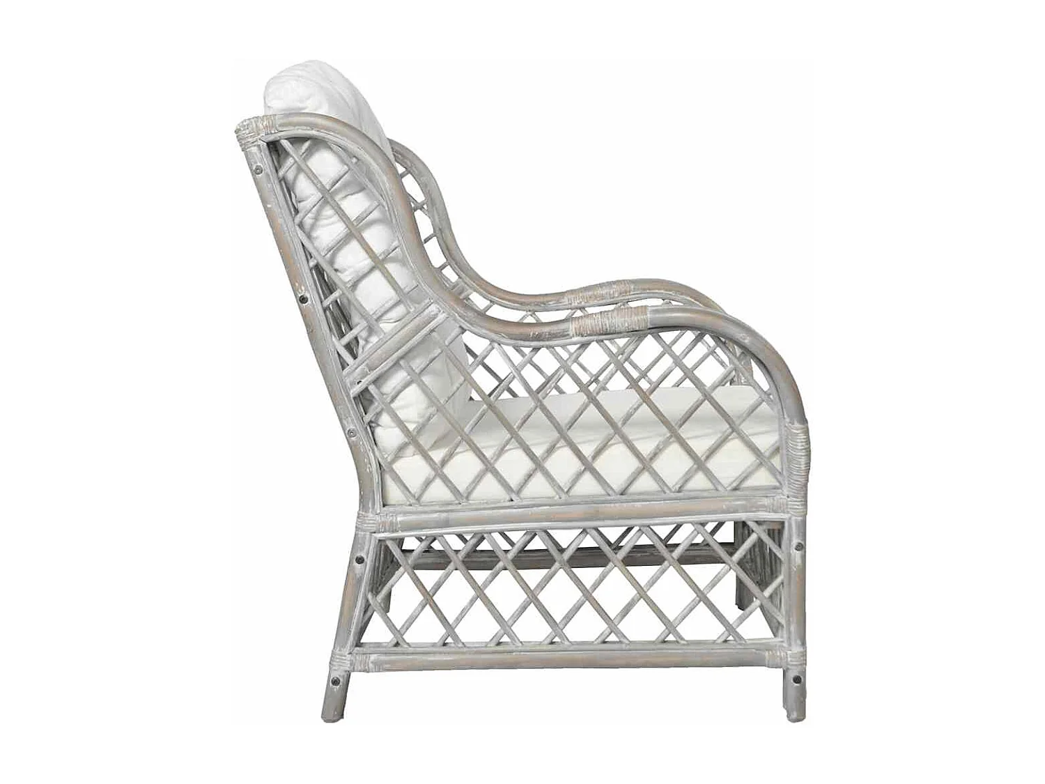 Canapé avec coussin Gris Rotin naturel et lin