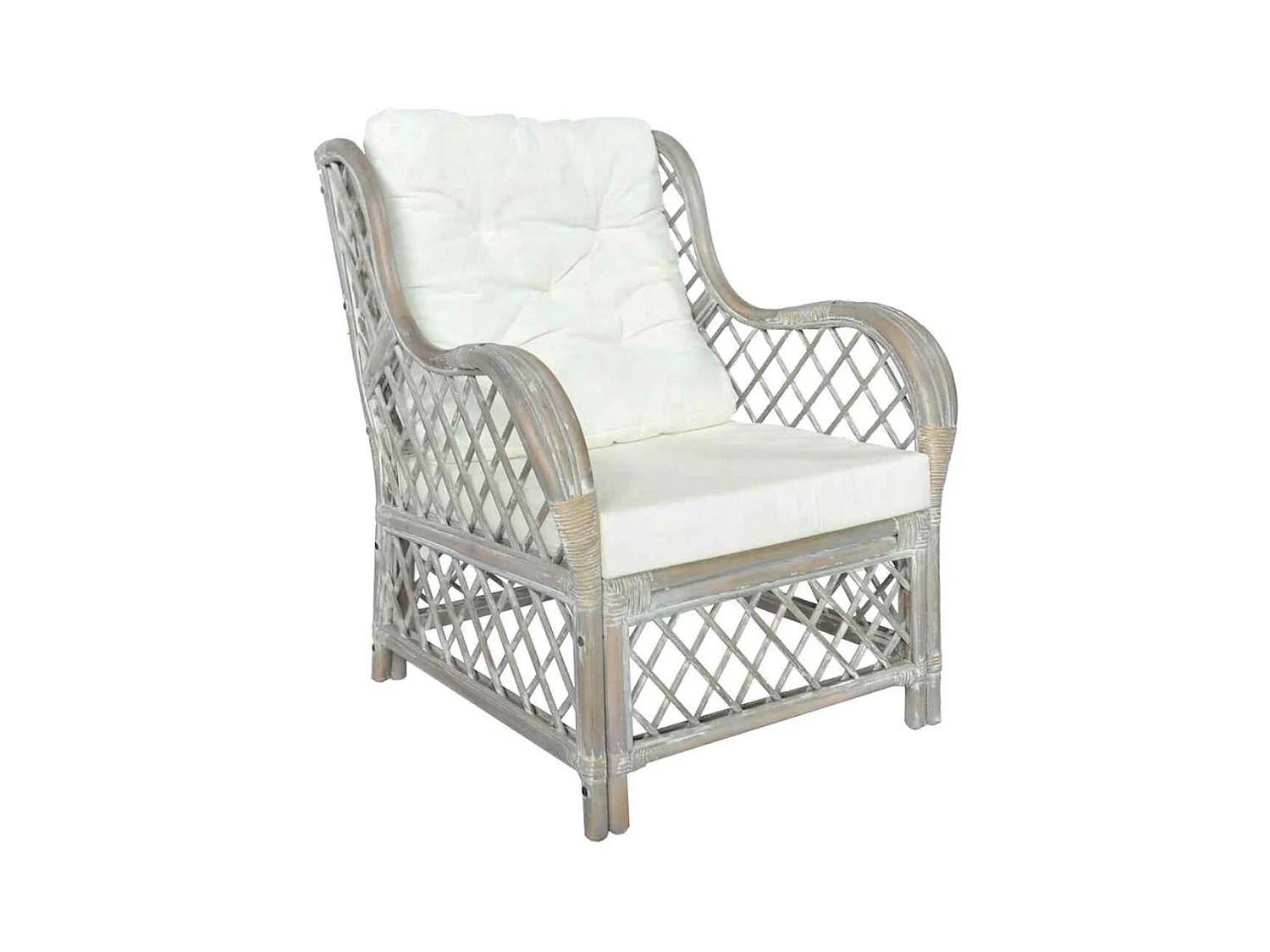 Canapé avec coussin Gris Rotin naturel et lin